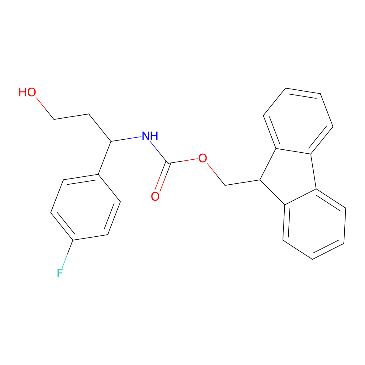 (9H-fluoren-9-yl)methyl N-[1-(4-fluorophenyl)-3-hydroxypropyl]carbamate molecular structure, CAS 683221-09-2