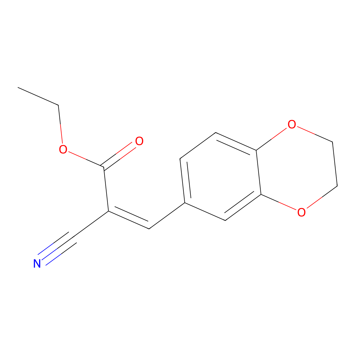 Ethyl 2-cyano-3-(2,3-dihydro-1,4-benzodioxin-6-yl)prop-2-enoate molecular structure, CAS 683221-13-8