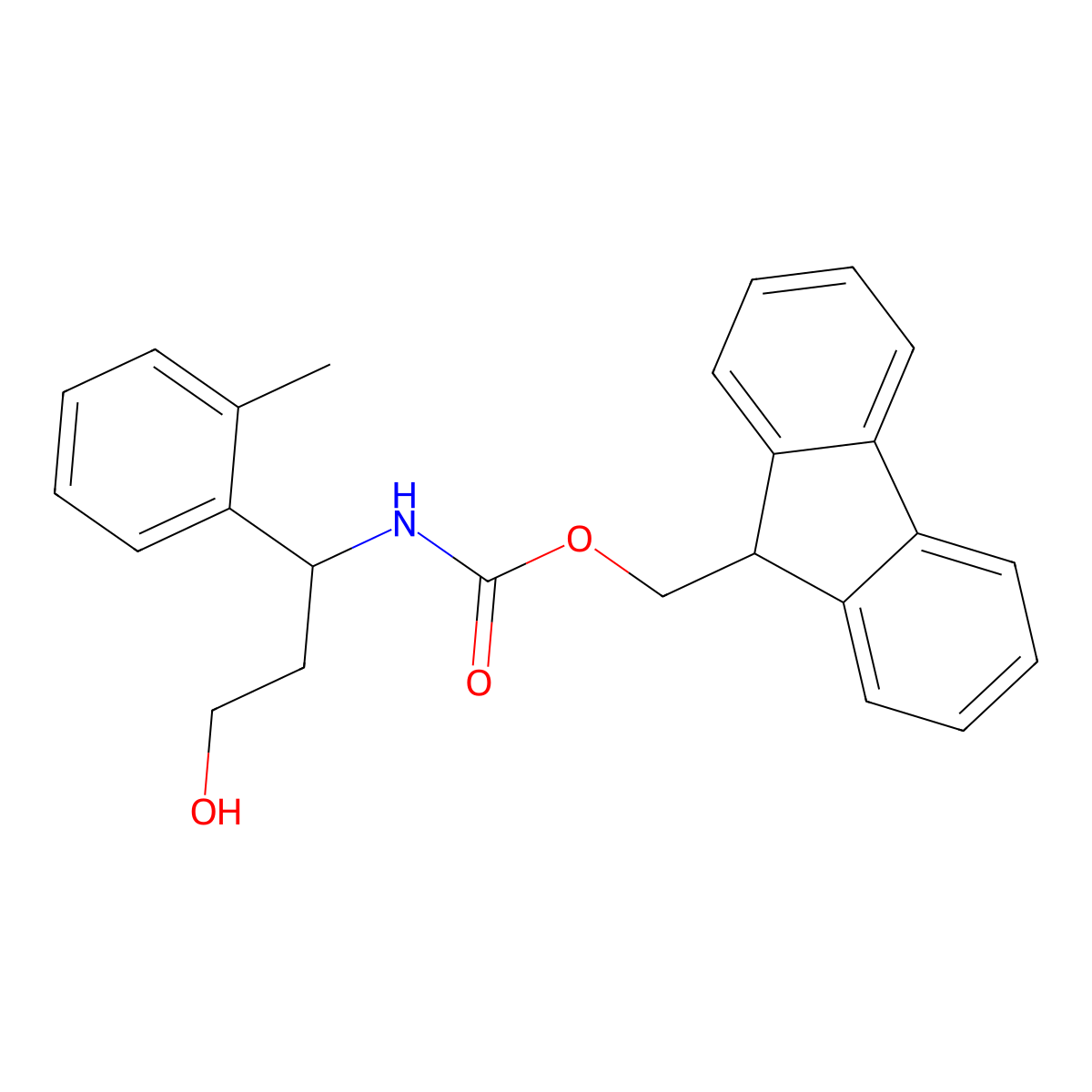(9H-fluoren-9-yl)methyl N-[3-hydroxy-1-(2-methylphenyl)propyl]carbamate molecular structure, CAS 683222-00-6