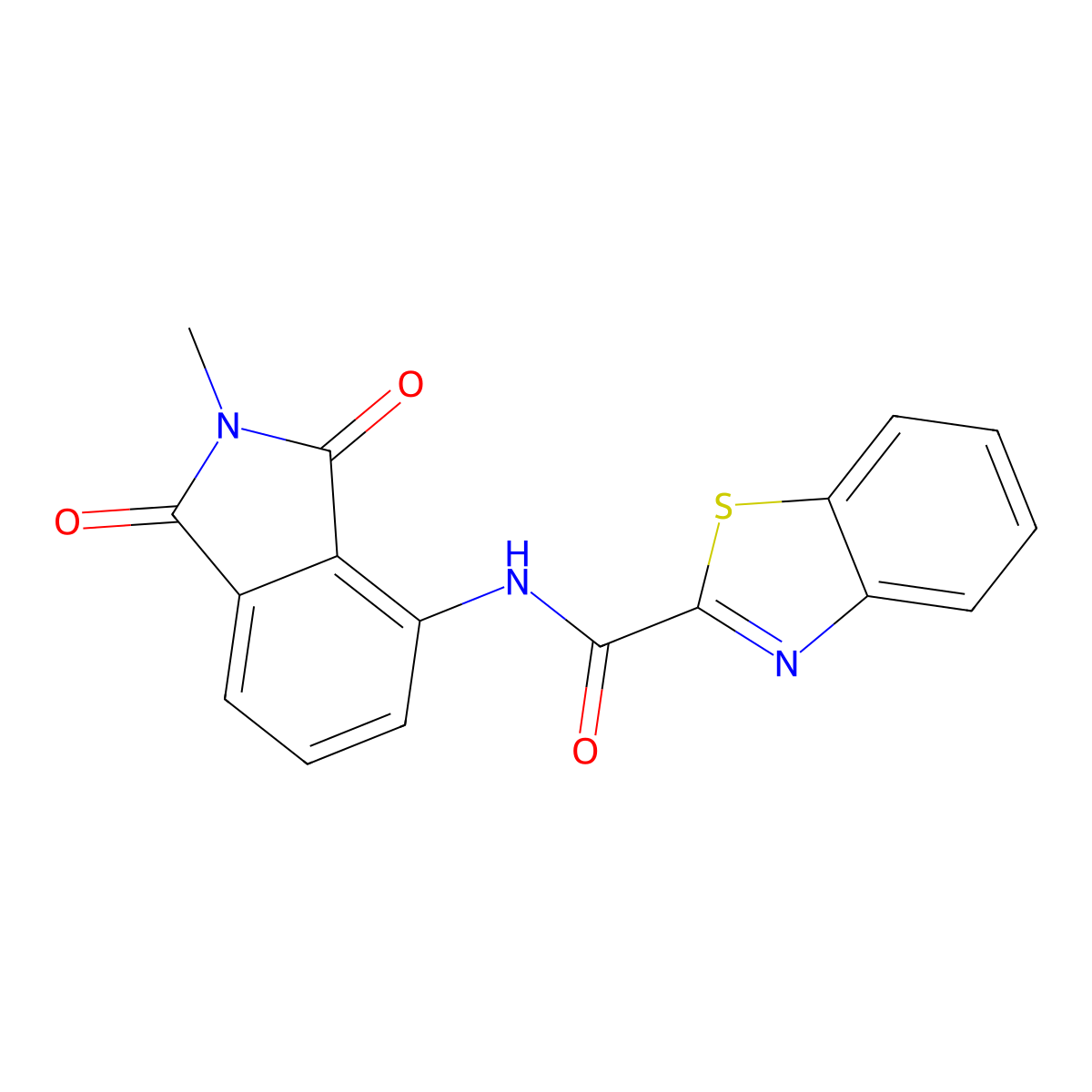 N-(2-methyl-1,3-dioxoisoindolin-4-yl)benzo[d]thiazole-2-carboxamide molecular structure, CAS 683232-10-2