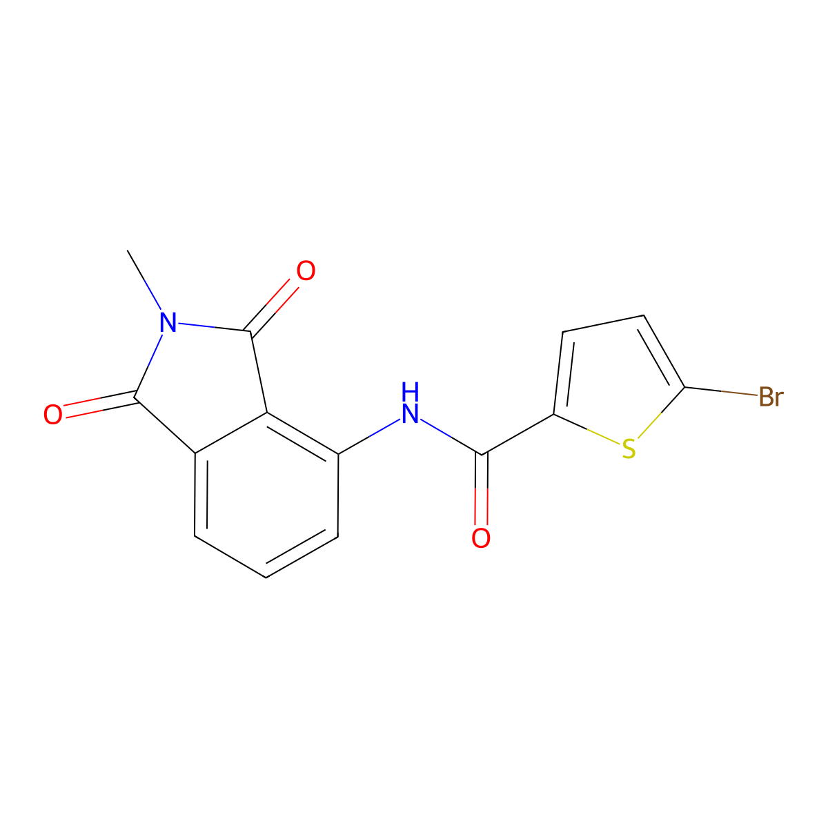 5-bromo-N-(2-methyl-1,3-dioxoisoindolin-4-yl)thiophene-2-carboxamide molecular structure, CAS 683232-13-5