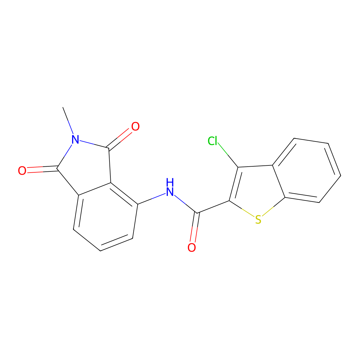 3-chloro-N-(2-methyl-1,3-dioxoisoindolin-4-yl)benzo[b]thiophene-2-carboxamide molecular structure, CAS 683232-27-1