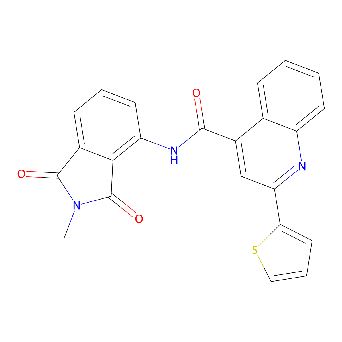 N-(2-methyl-1,3-dioxoisoindol-4-yl)-2-thiophen-2-ylquinoline-4-carboxamide molecular structure, CAS 683232-33-9