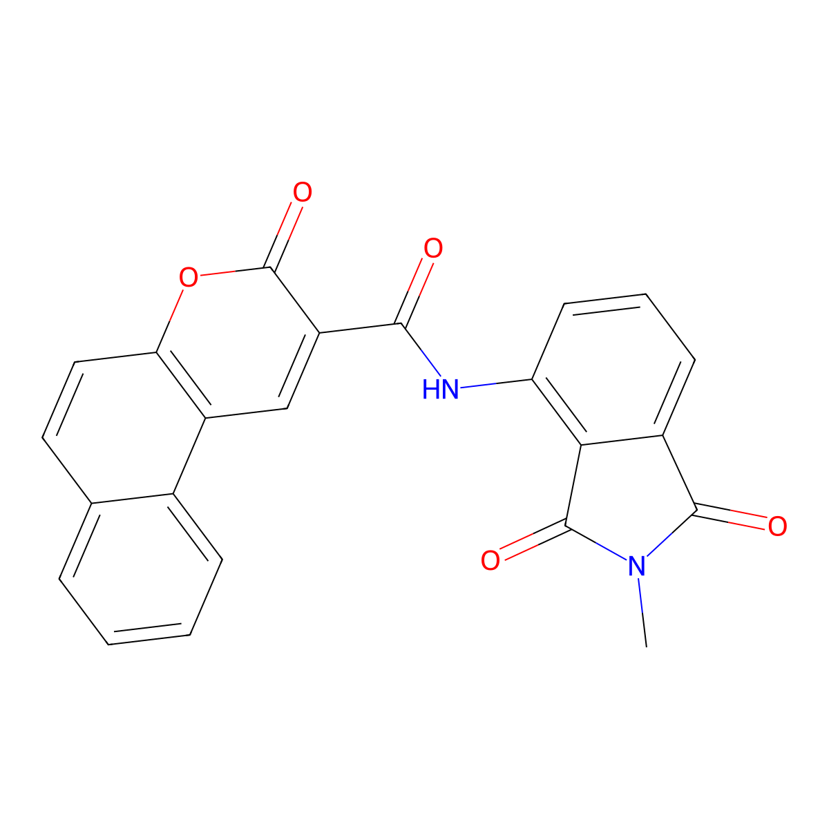 N-(2-methyl-1,3-dioxoisoindolin-4-yl)-3-oxo-3H-benzo[f]chromene-2-carboxamide molecular structure, CAS 683232-50-0