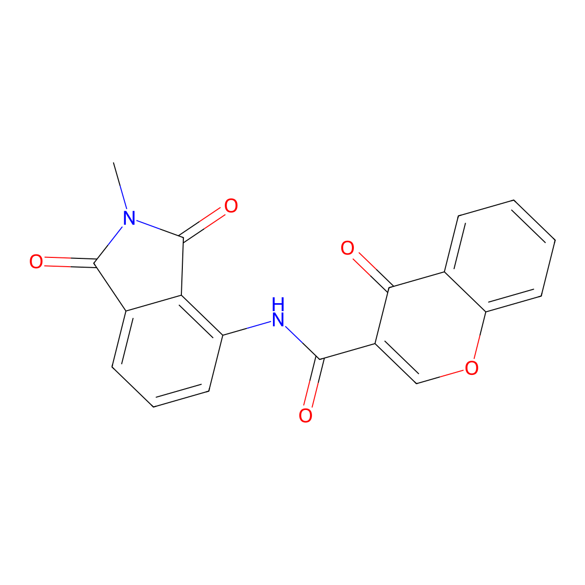 N-(2-methyl-1,3-dioxoisoindol-4-yl)-4-oxochromene-3-carboxamide molecular structure, CAS 683232-57-7
