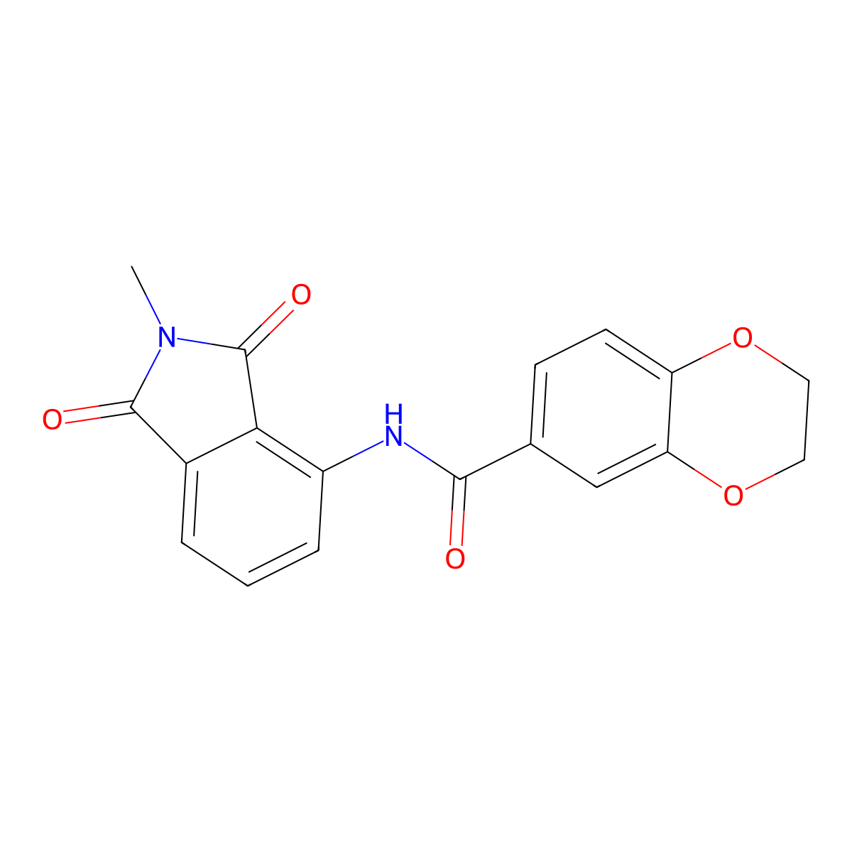 N-(2-methyl-1,3-dioxoisoindol-4-yl)-2,3-dihydro-1,4-benzodioxine-6-carboxamide molecular structure, CAS 683232-58-8