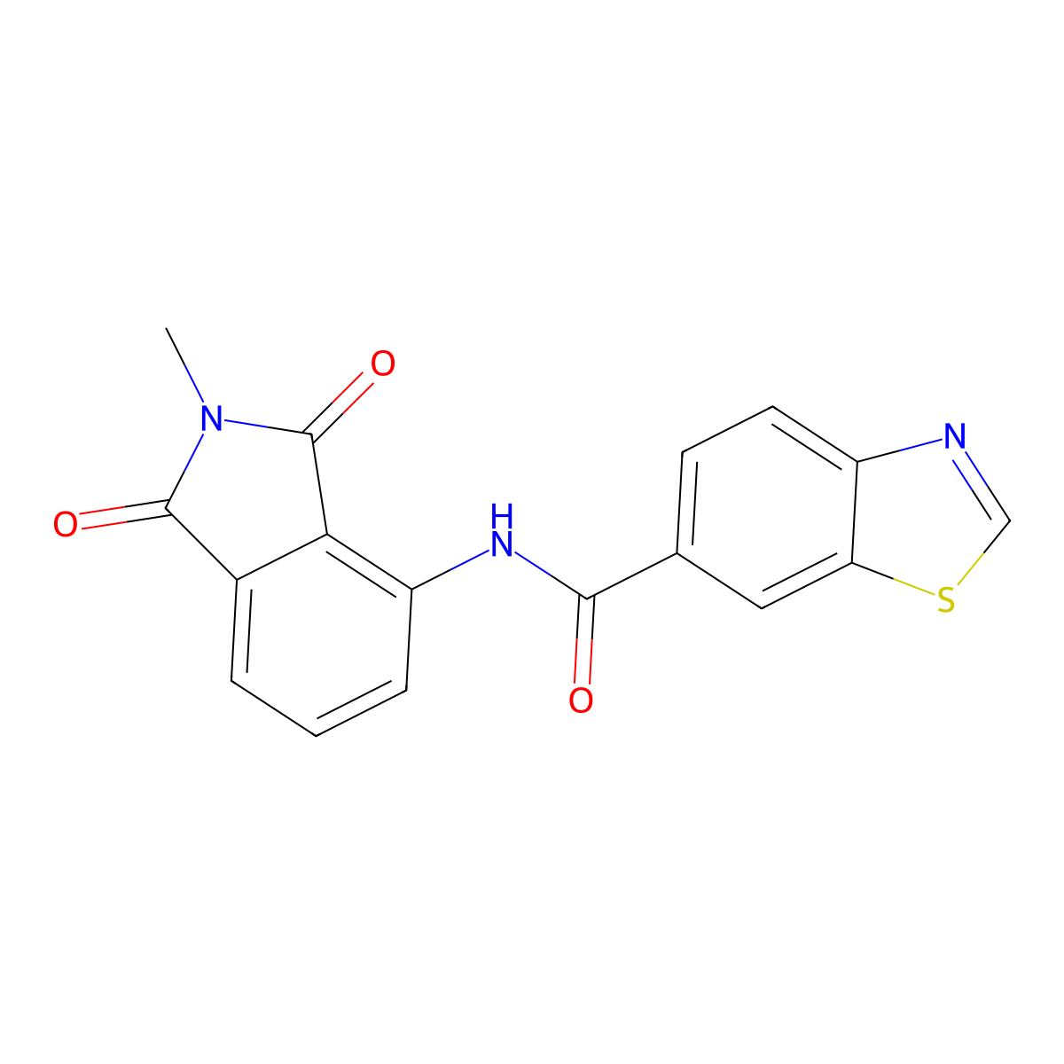 N-(2-methyl-1,3-dioxoisoindolin-4-yl)benzo[d]thiazole-6-carboxamide molecular structure, CAS 683232-69-1