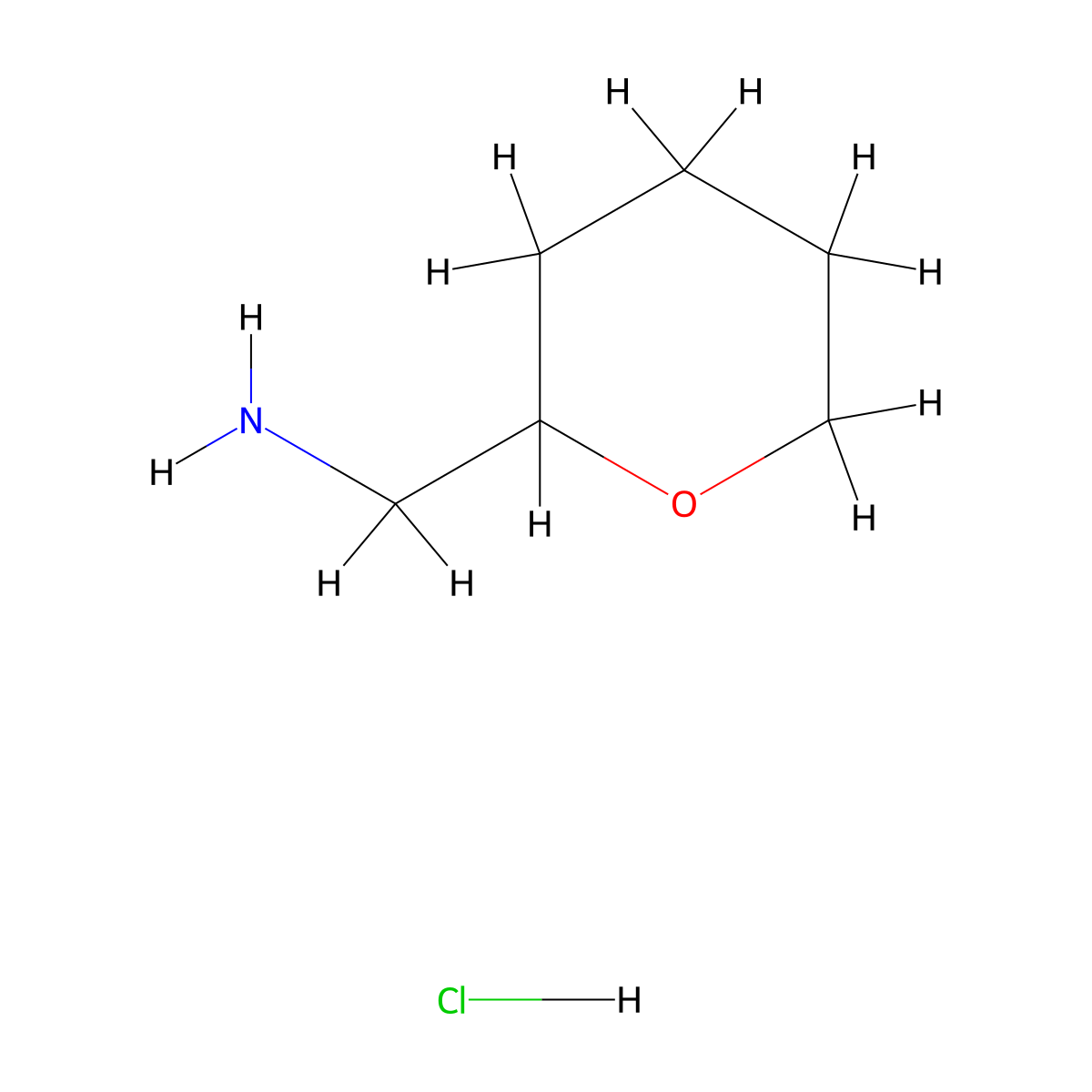 Tetrahydropyran-2-ylmethylamine hydrochloride molecular structure, CAS 683233-12-7