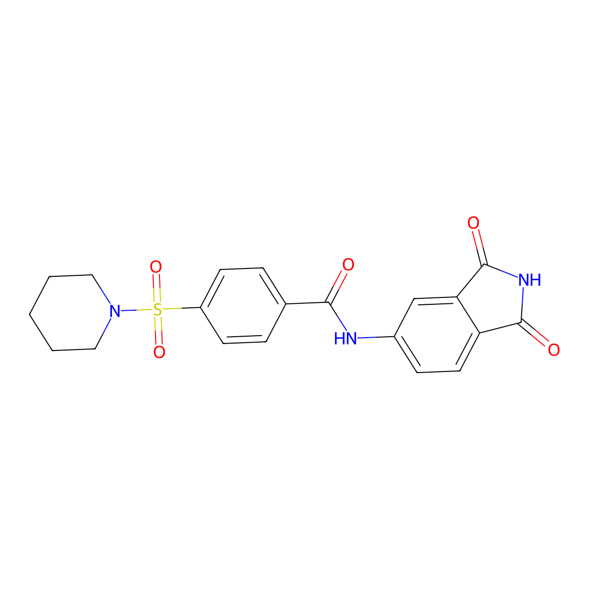 N-(1,3-dioxoisoindol-5-yl)-4-piperidin-1-ylsulfonylbenzamide molecular structure, CAS 683235-26-9