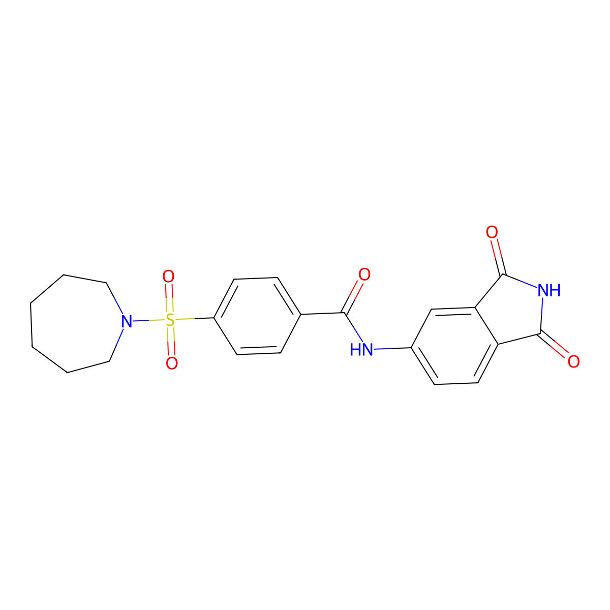 4-(azepan-1-ylsulfonyl)-N-(1,3-dioxoisoindol-5-yl)benzamide molecular structure, CAS 683235-44-1