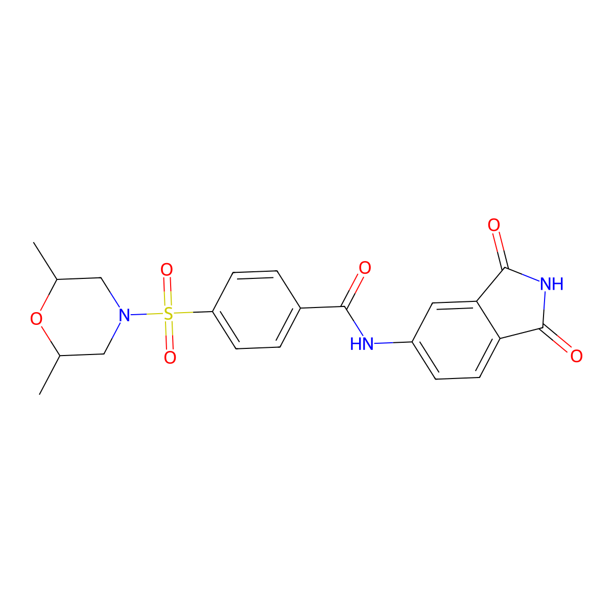 4-(2,6-dimethylmorpholin-4-yl)sulfonyl-N-(1,3-dioxoisoindol-5-yl)benzamide molecular structure, CAS 683235-47-4