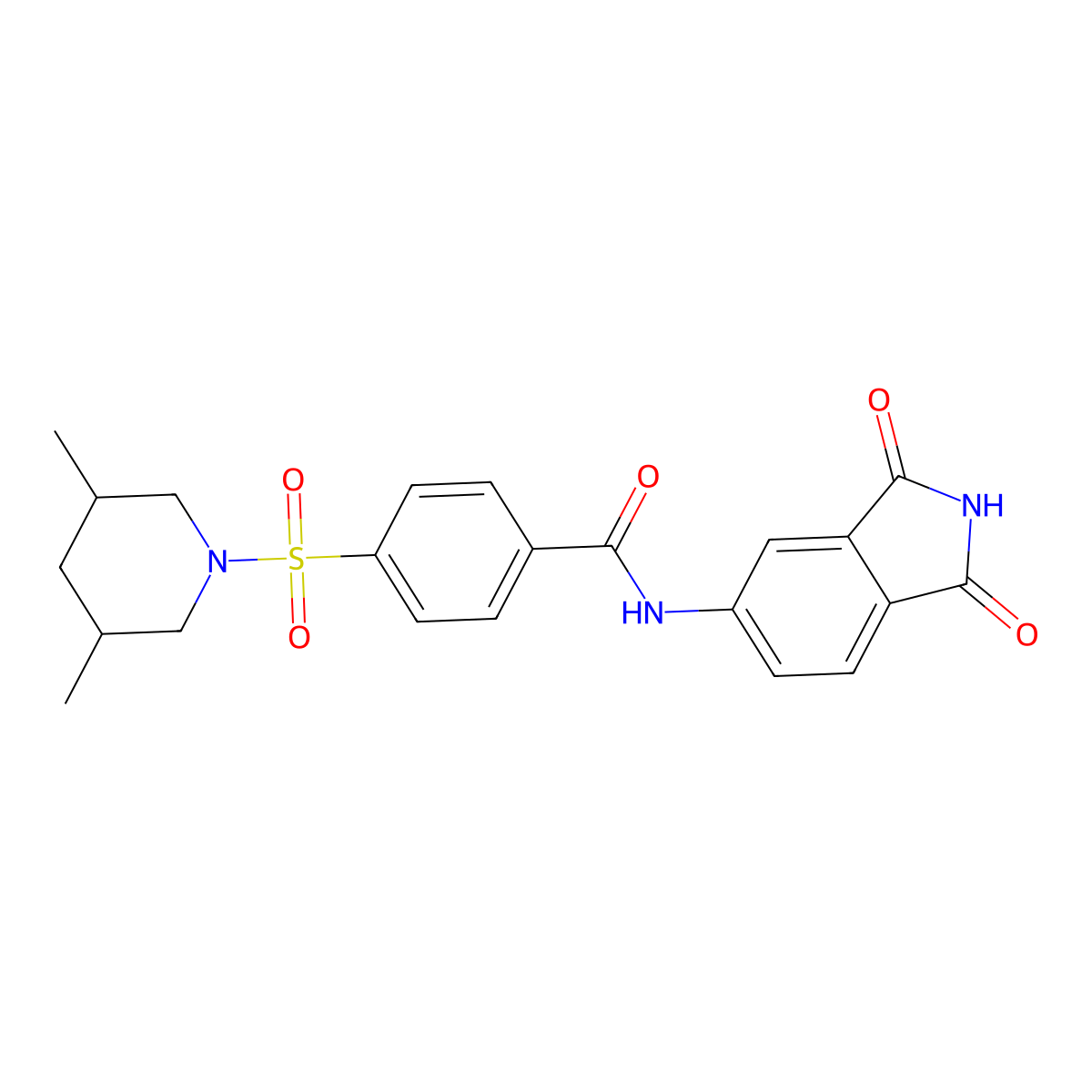 4-(3,5-dimethylpiperidin-1-yl)sulfonyl-N-(1,3-dioxoisoindol-5-yl)benzamide molecular structure, CAS 683235-63-4