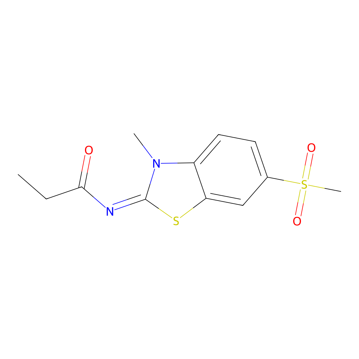 N-(3-methyl-6-methylsulfonyl-1,3-benzothiazol-2-ylidene)propanamide molecular structure, CAS 683237-32-3