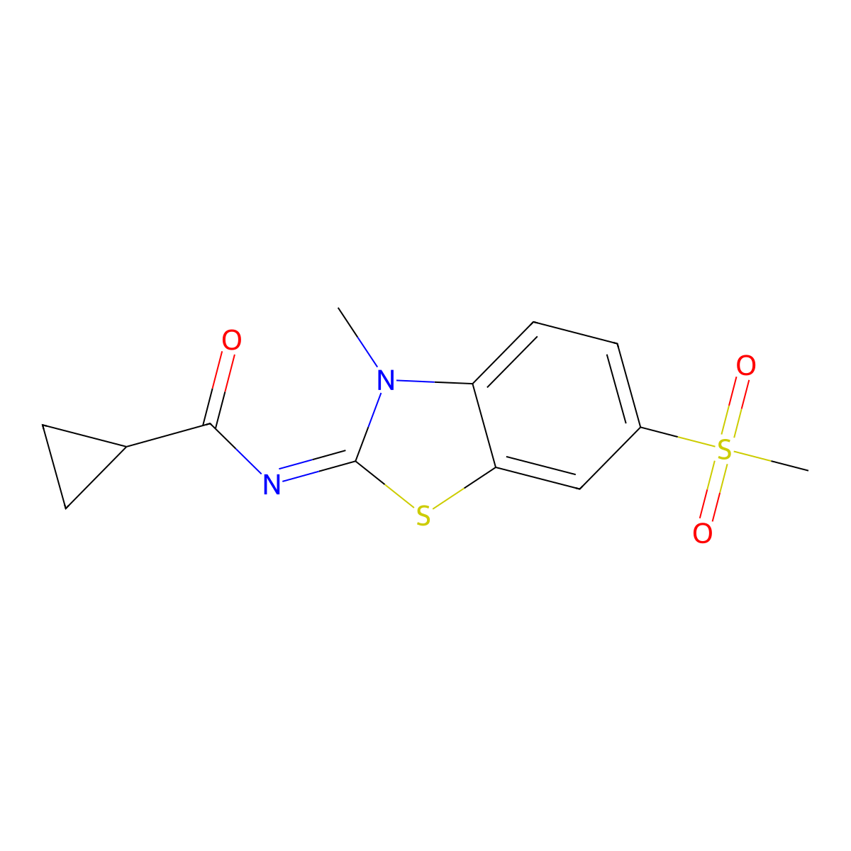 N-(3-methyl-6-methylsulfonyl-1,3-benzothiazol-2-ylidene)cyclopropanecarboxamide molecular structure, CAS 683237-33-4