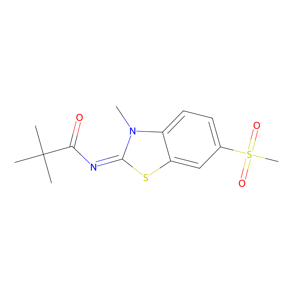 (Z)-N-(3-methyl-6-(methylsulfonyl)benzo[d]thiazol-2(3H)-ylidene)pivalamide molecular structure, CAS 683237-35-6