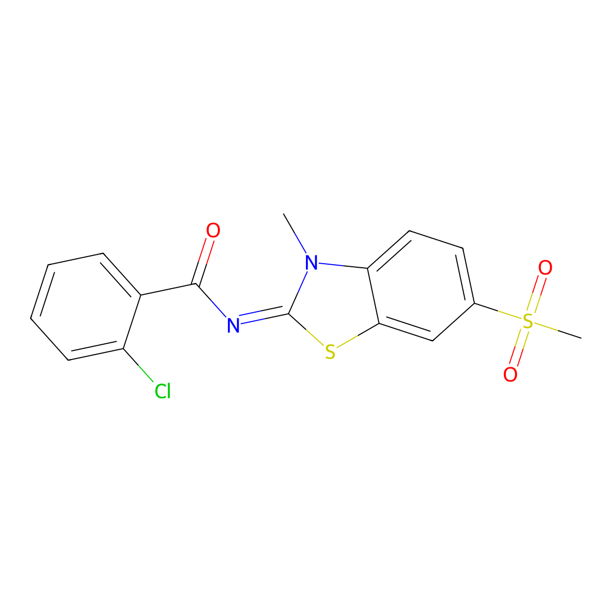 (Z)-2-chloro-N-(3-methyl-6-(methylsulfonyl)benzo[d]thiazol-2(3H)-ylidene)benzamide molecular structure, CAS 683237-41-4