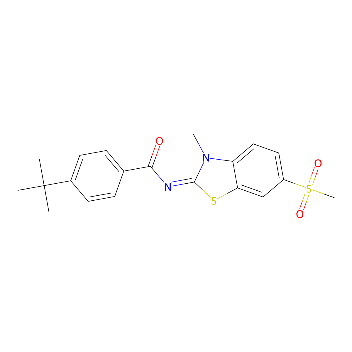 4-tert-butyl-N-(3-methyl-6-methylsulfonyl-1,3-benzothiazol-2-ylidene)benzamide molecular structure, CAS 683237-46-9