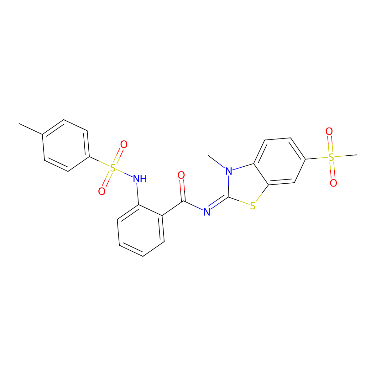 N-(3-methyl-6-methylsulfonyl-1,3-benzothiazol-2-ylidene)-2-[(4-methylphenyl)sulfonylamino]benzamide molecular structure, CAS 683237-52-7