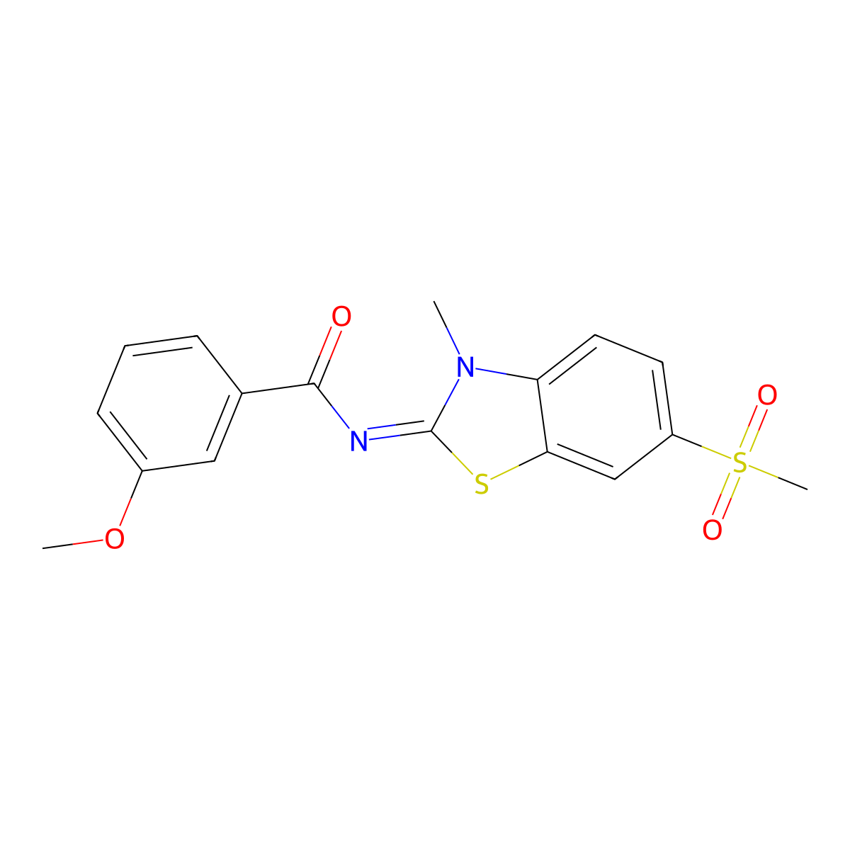 3-methoxy-N-(3-methyl-6-methylsulfonyl-1,3-benzothiazol-2-ylidene)benzamide molecular structure, CAS 683237-54-9