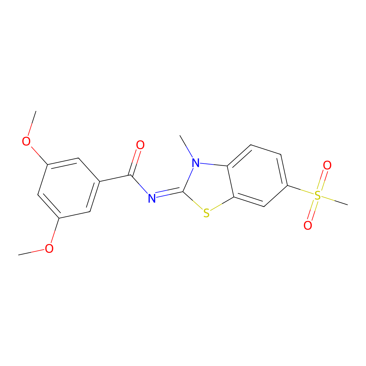 (Z)-3,5-dimethoxy-N-(3-methyl-6-(methylsulfonyl)benzo[d]thiazol-2(3H)-ylidene)benzamide molecular structure, CAS 683237-57-2
