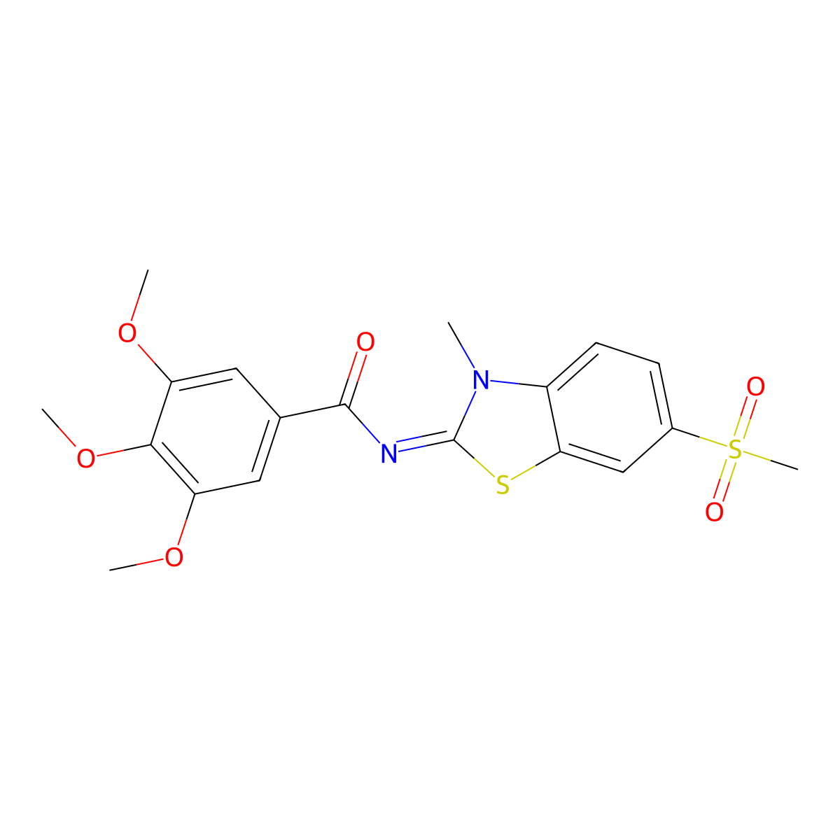 3,4,5-trimethoxy-N-(3-methyl-6-methylsulfonyl-1,3-benzothiazol-2-ylidene)benzamide molecular structure, CAS 683237-62-9