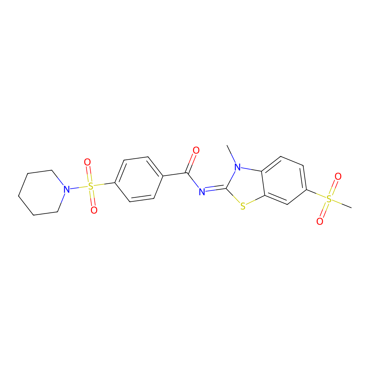 (Z)-N-(3-methyl-6-(methylsulfonyl)benzo[d]thiazol-2(3H)-ylidene)-4-(piperidin-1-ylsulfonyl)benzamide molecular structure, CAS 683237-68-5