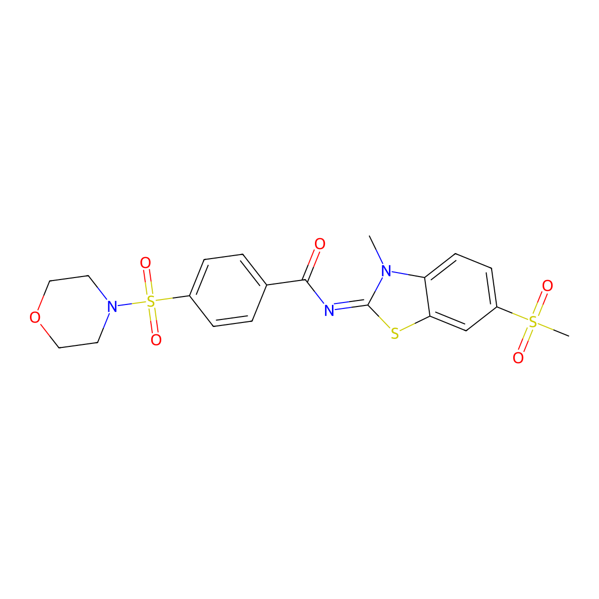 (Z)-N-(3-methyl-6-(methylsulfonyl)benzo[d]thiazol-2(3H)-ylidene)-4-(morpholinosulfonyl)benzamide molecular structure, CAS 683237-69-6