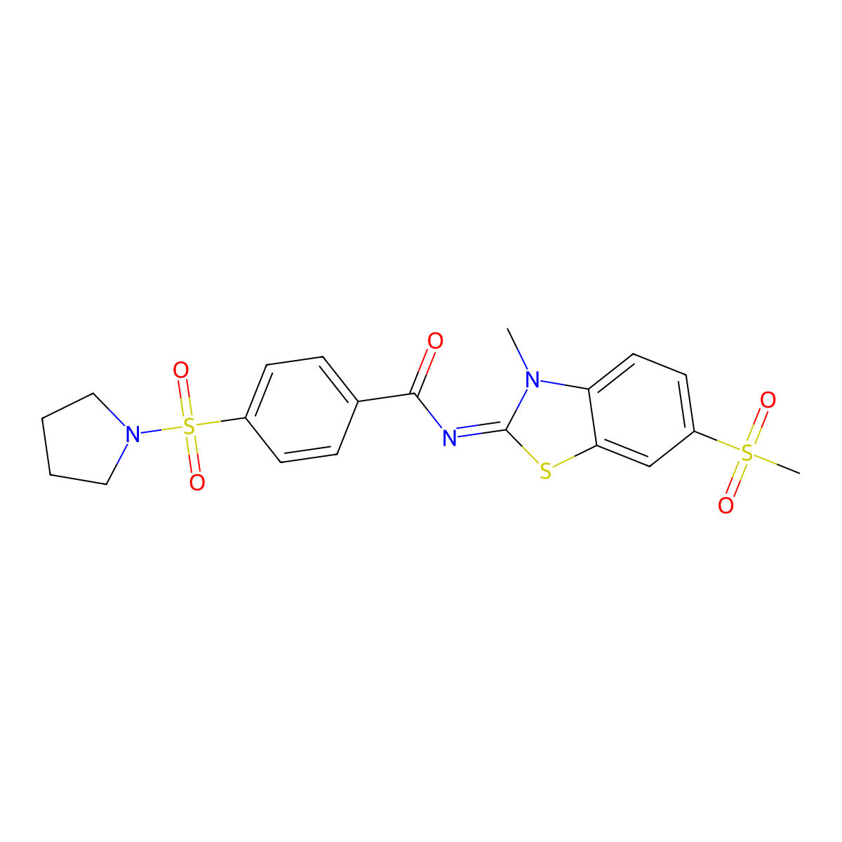 (Z)-N-(3-methyl-6-(methylsulfonyl)benzo[d]thiazol-2(3H)-ylidene)-4-(pyrrolidin-1-ylsulfonyl)benzamide molecular structure, CAS 683237-70-9
