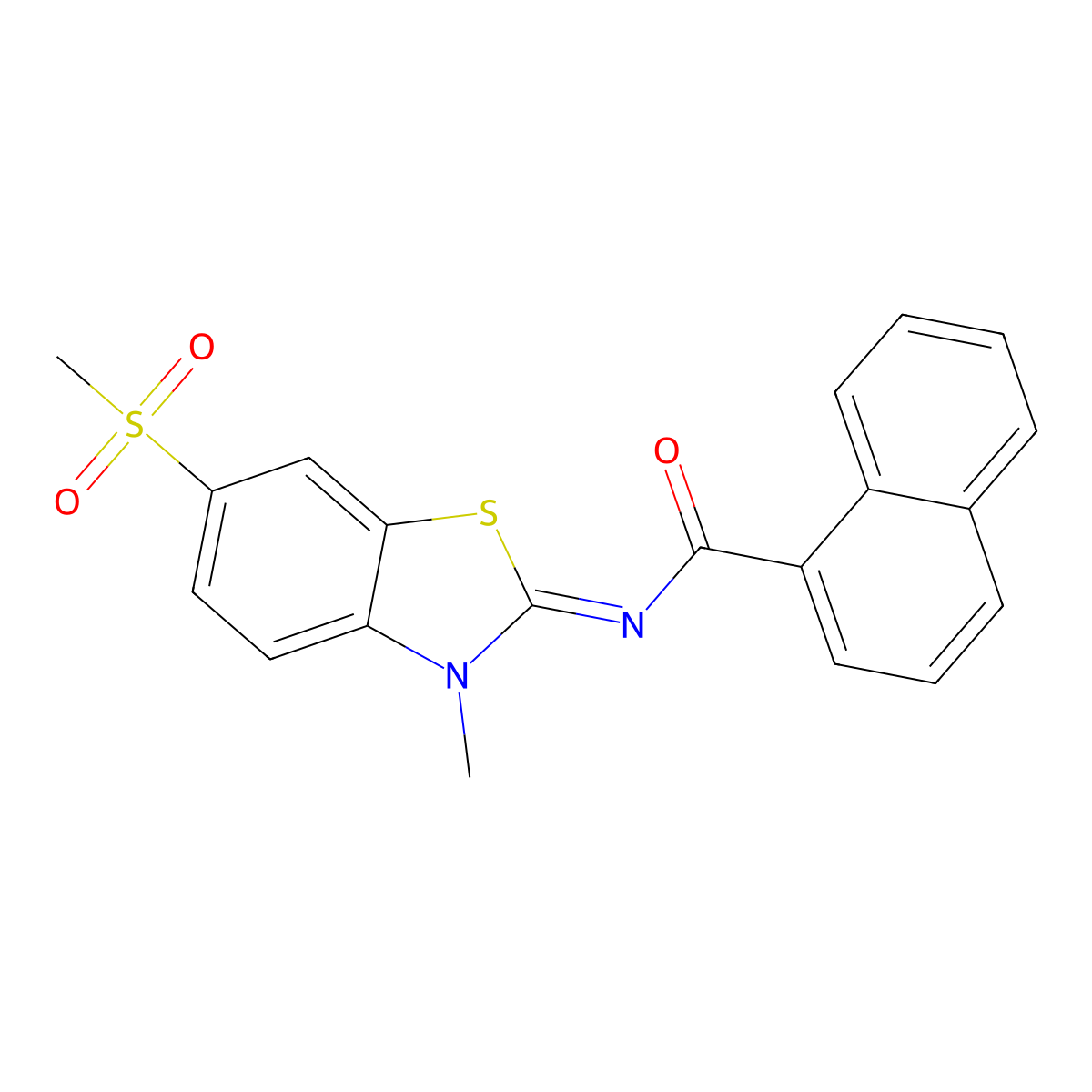 N-(3-methyl-6-methylsulfonyl-1,3-benzothiazol-2-ylidene)naphthalene-1-carboxamide molecular structure, CAS 683237-73-2