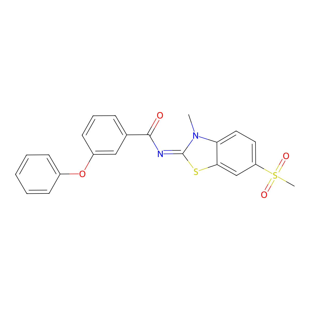 N-(3-methyl-6-methylsulfonyl-1,3-benzothiazol-2-ylidene)-3-phenoxybenzamide molecular structure, CAS 683237-74-3