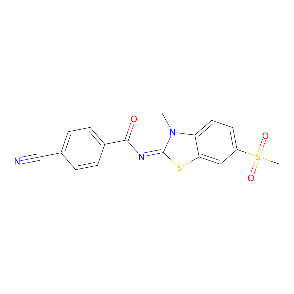 (Z)-4-cyano-N-(3-methyl-6-(methylsulfonyl)benzo[d]thiazol-2(3H)-ylidene)benzamide molecular structure, CAS 683237-75-4
