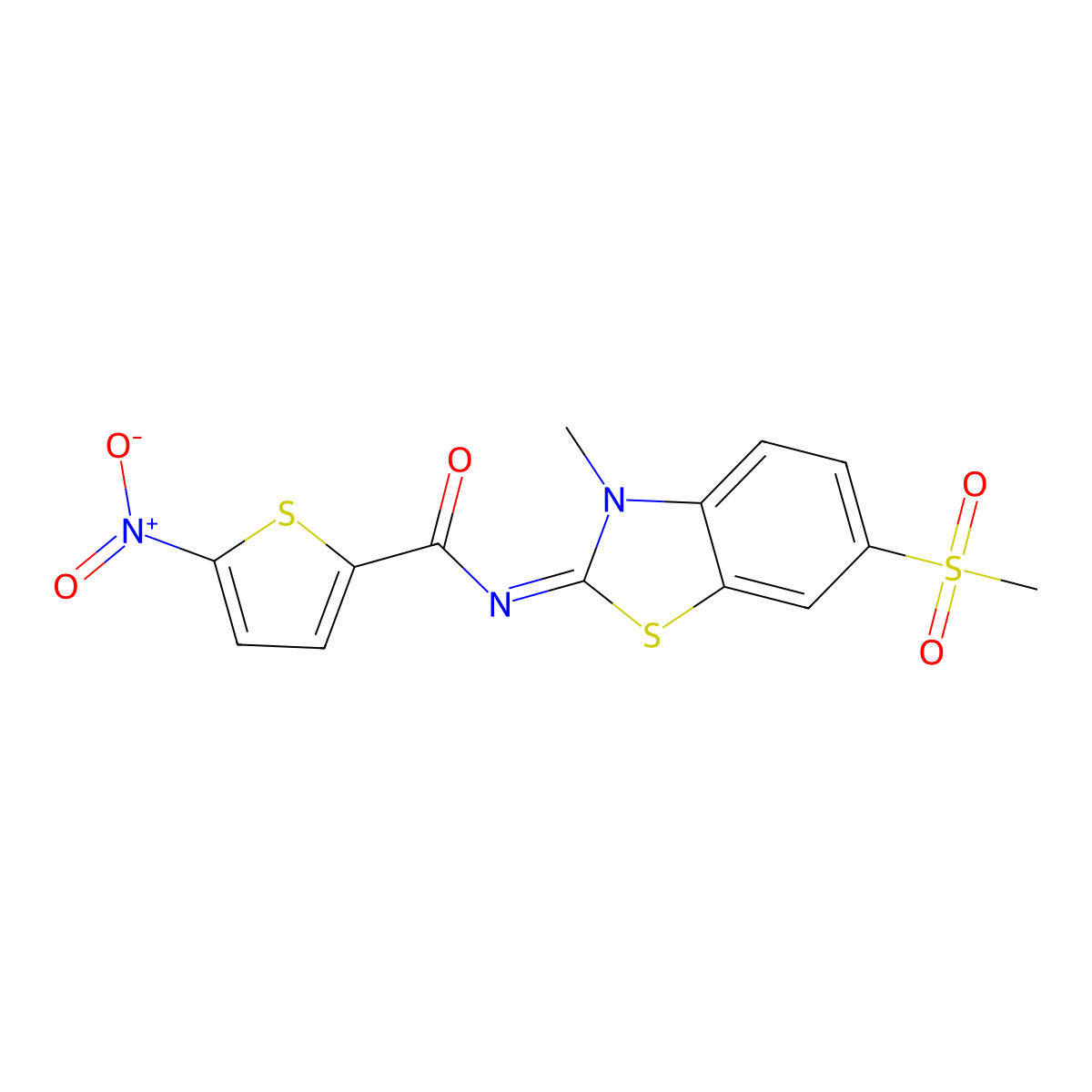 N-(3-methyl-6-methylsulfonyl-1,3-benzothiazol-2-ylidene)-5-nitrothiophene-2-carboxamide molecular structure, CAS 683237-77-6