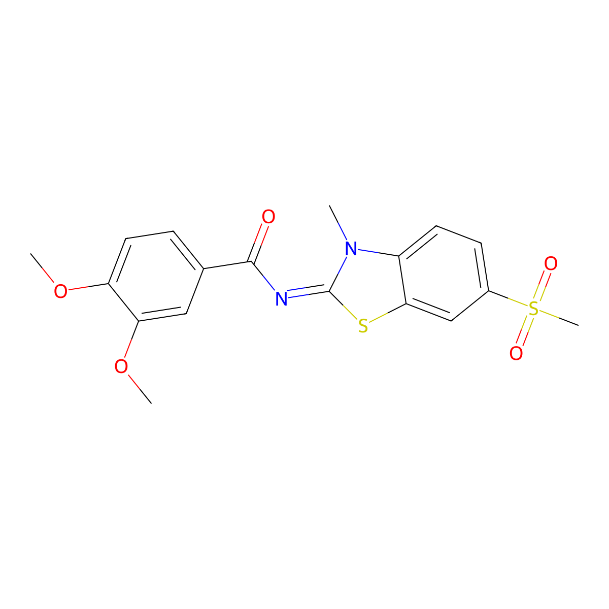 (Z)-3,4-dimethoxy-N-(3-methyl-6-(methylsulfonyl)benzo[d]thiazol-2(3H)-ylidene)benzamide molecular structure, CAS 683237-82-3