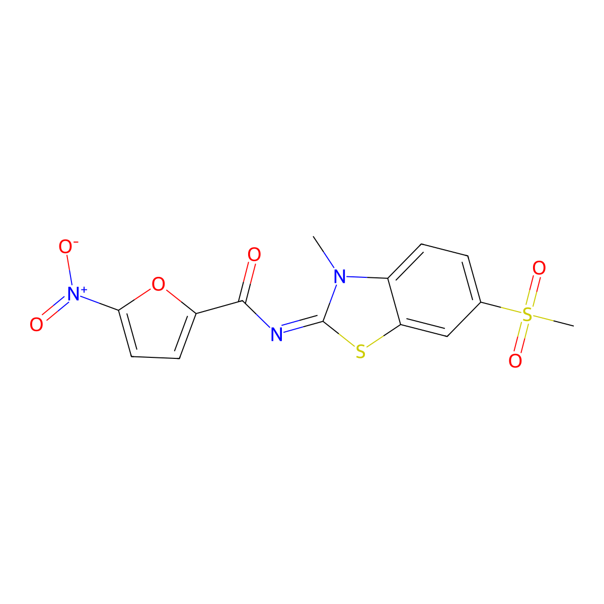 N-(3-methyl-6-methylsulfonyl-1,3-benzothiazol-2-ylidene)-5-nitrofuran-2-carboxamide molecular structure, CAS 683237-86-7