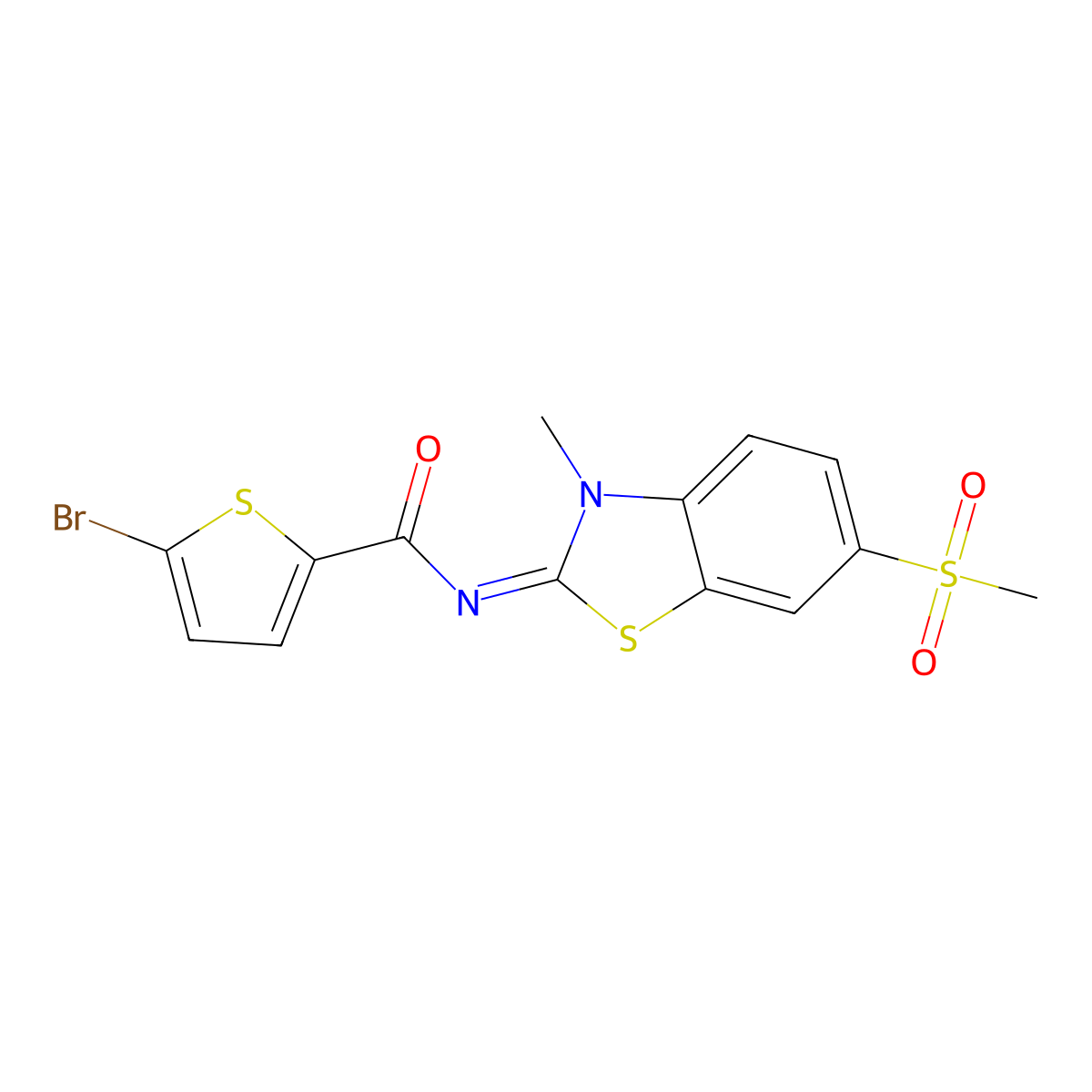 (Z)-5-bromo-N-(3-methyl-6-(methylsulfonyl)benzo[d]thiazol-2(3H)-ylidene)thiophene-2-carboxamide molecular structure, CAS 683237-87-8