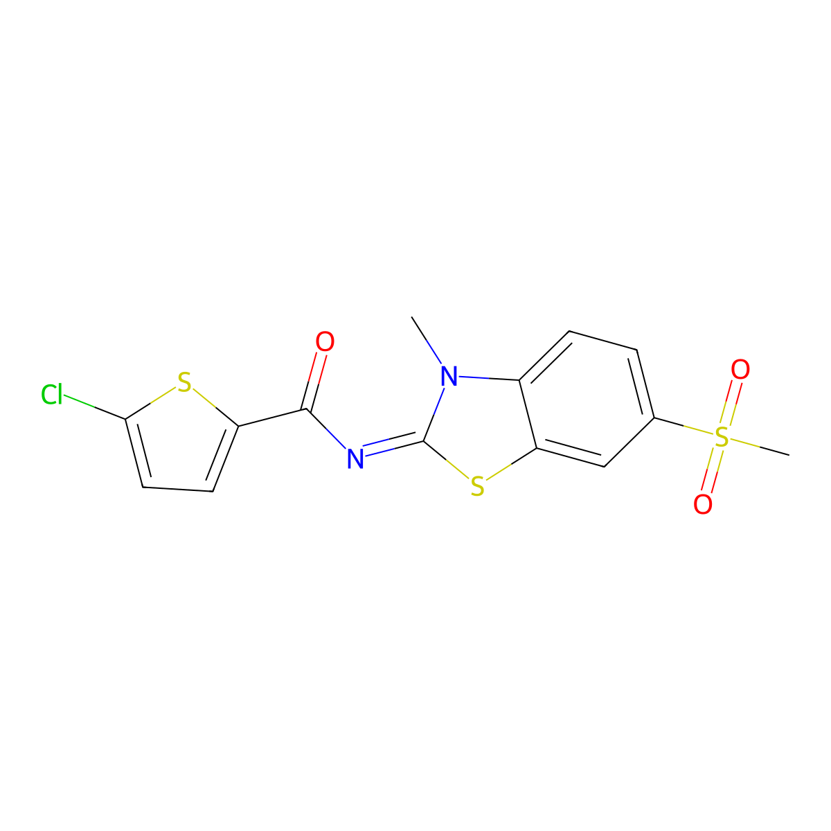 (Z)-5-chloro-N-(3-methyl-6-(methylsulfonyl)benzo[d]thiazol-2(3H)-ylidene)thiophene-2-carboxamide molecular structure, CAS 683237-88-9