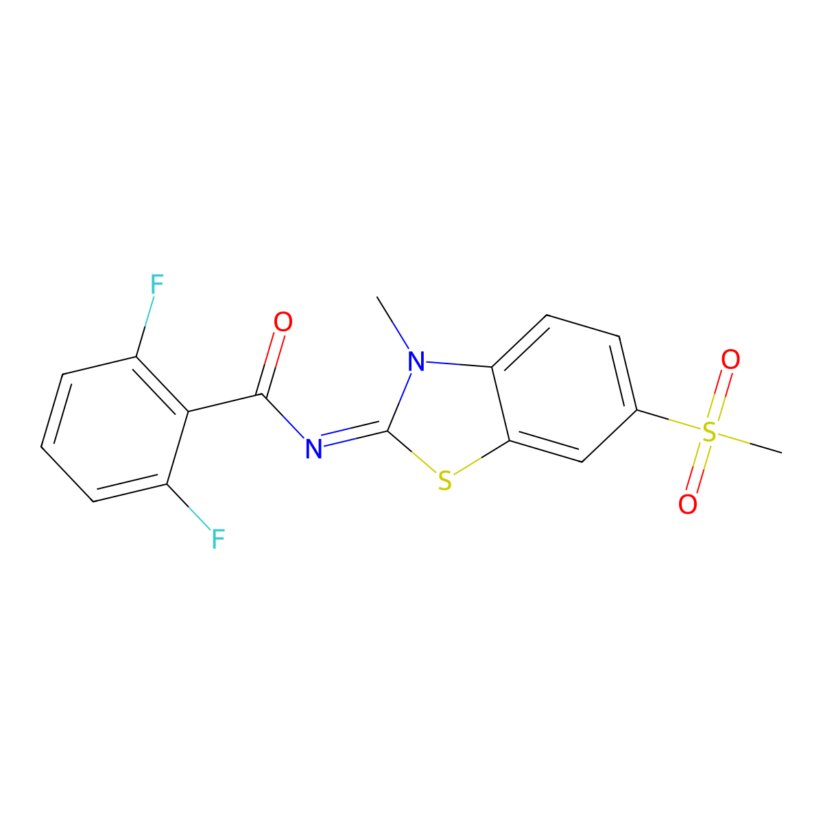 2,6-difluoro-N-(3-methyl-6-methylsulfonyl-1,3-benzothiazol-2-ylidene)benzamide molecular structure, CAS 683237-91-4