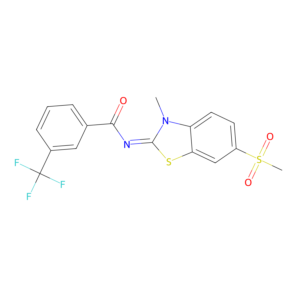 (Z)-N-(3-methyl-6-(methylsulfonyl)benzo[d]thiazol-2(3H)-ylidene)-3-(trifluoromethyl)benzamide molecular structure, CAS 683237-92-5