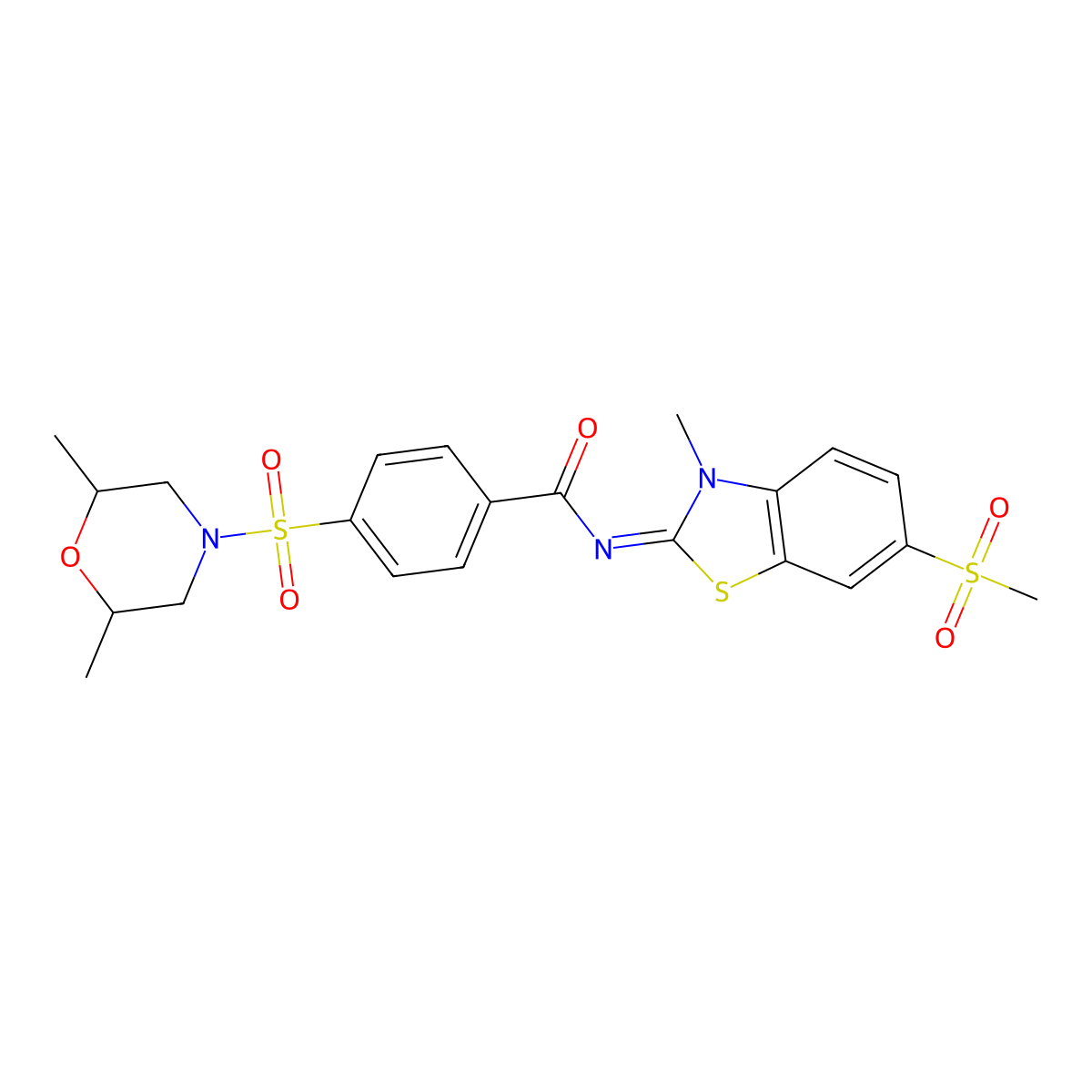 (Z)-4-((2,6-dimethylmorpholino)sulfonyl)-N-(3-methyl-6-(methylsulfonyl)benzo[d]thiazol-2(3H)-ylidene)benzamide molecular structure, CAS 683237-93-6