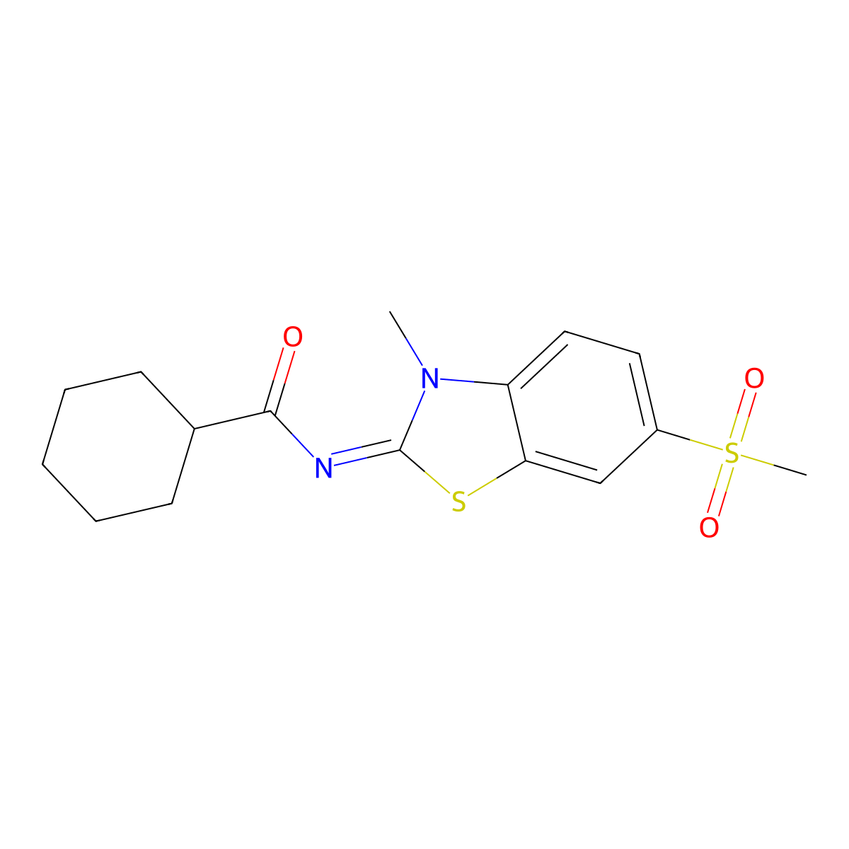 N-(3-methyl-6-methylsulfonyl-1,3-benzothiazol-2-ylidene)cyclohexanecarboxamide molecular structure, CAS 683237-94-7