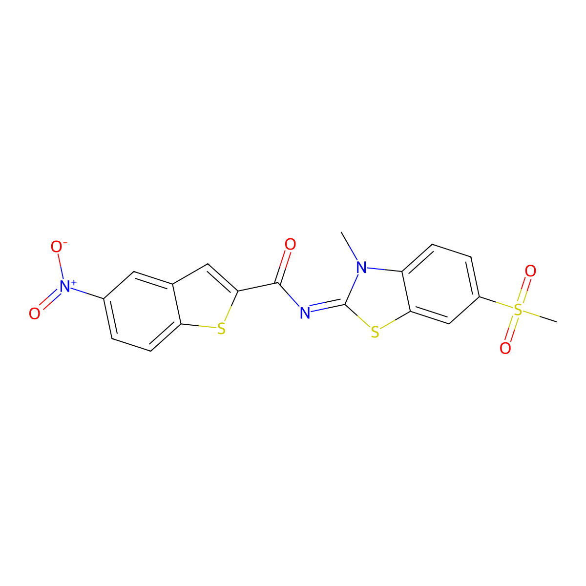 (Z)-N-(3-methyl-6-(methylsulfonyl)benzo[d]thiazol-2(3H)-ylidene)-5-nitrobenzo[b]thiophene-2-carboxamide molecular structure, CAS 683238-02-0
