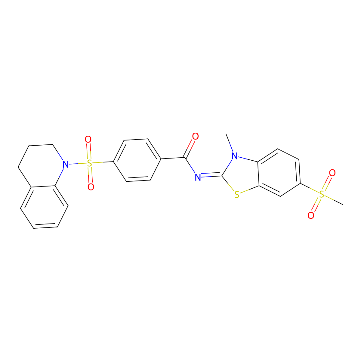 (Z)-4-((3,4-dihydroquinolin-1(2H)-yl)sulfonyl)-N-(3-methyl-6-(methylsulfonyl)benzo[d]thiazol-2(3H)-ylidene)benzamide molecular structure, CAS 683238-04-2
