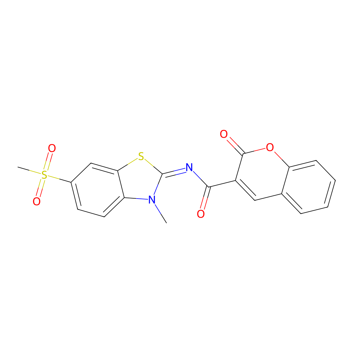 (Z)-N-(3-methyl-6-(methylsulfonyl)benzo[d]thiazol-2(3H)-ylidene)-2-oxo-2H-chromene-3-carboxamide molecular structure, CAS 683238-10-0