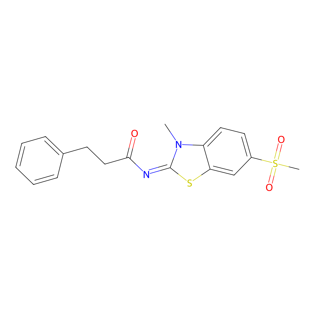 N-(3-methyl-6-methylsulfonyl-1,3-benzothiazol-2-ylidene)-3-phenylpropanamide molecular structure, CAS 683238-12-2