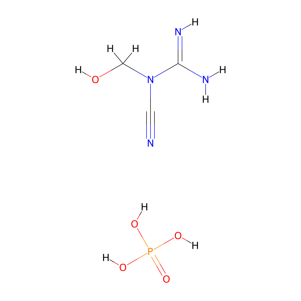 Guanidine, N-cyano-N-(hydroxymethyl)-, phosphate (1:1) molecular structure, CAS 68324-21-0
