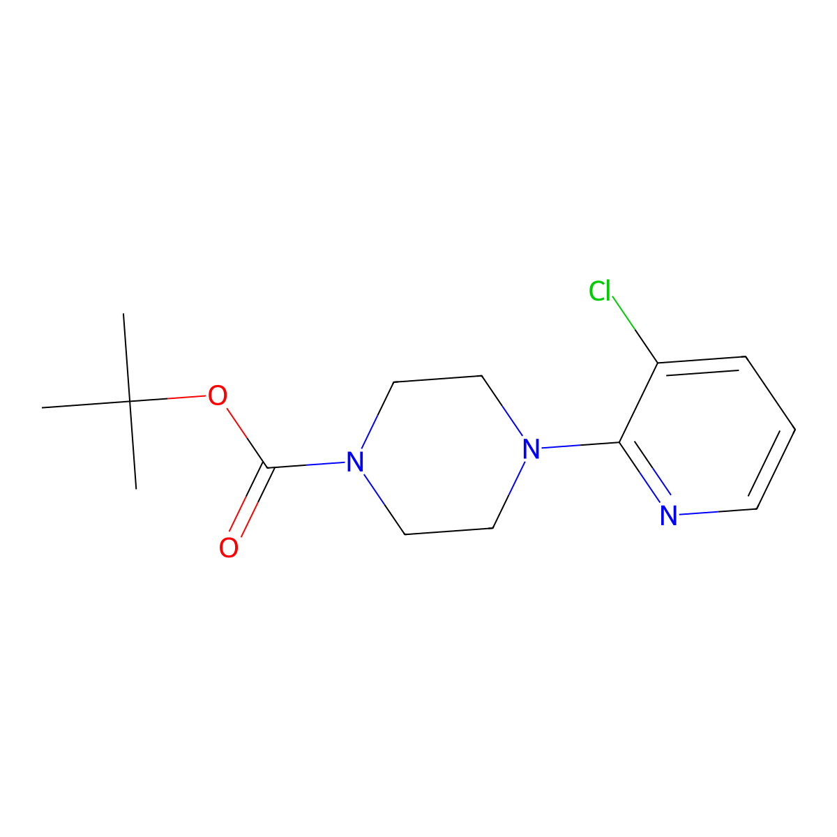 Tert-butyl 4-(3-chloropyridin-2-yl)piperazine-1-carboxylate molecular structure, CAS 683240-45-1