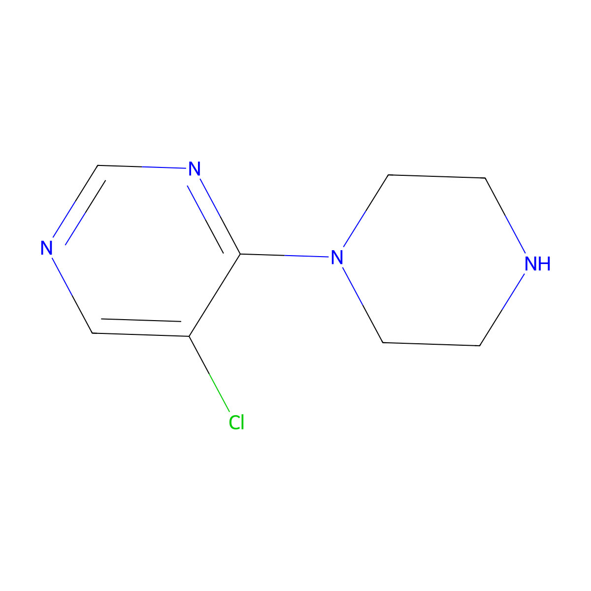 5-Chloro-4-(piperazin-1-yl)pyrimidine molecular structure, CAS 683240-95-1