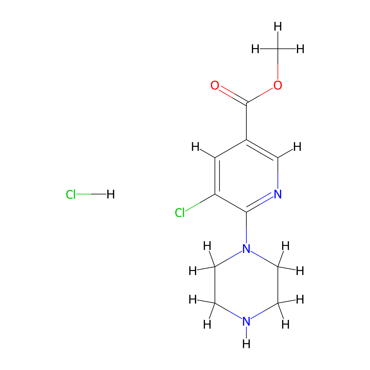 Methyl 5-chloro-6-(piperazin-1-yl)pyridine-3-carboxylate hydrochloride molecular structure, CAS 683241-94-3