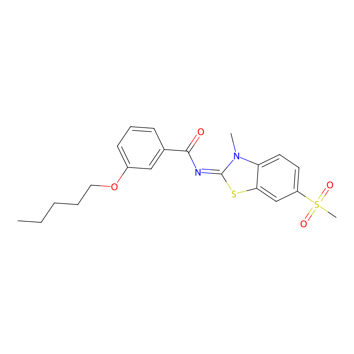 (Z)-N-(3-methyl-6-(methylsulfonyl)benzo[d]thiazol-2(3H)-ylidene)-3-(pentyloxy)benzamide molecular structure, CAS 683247-53-2