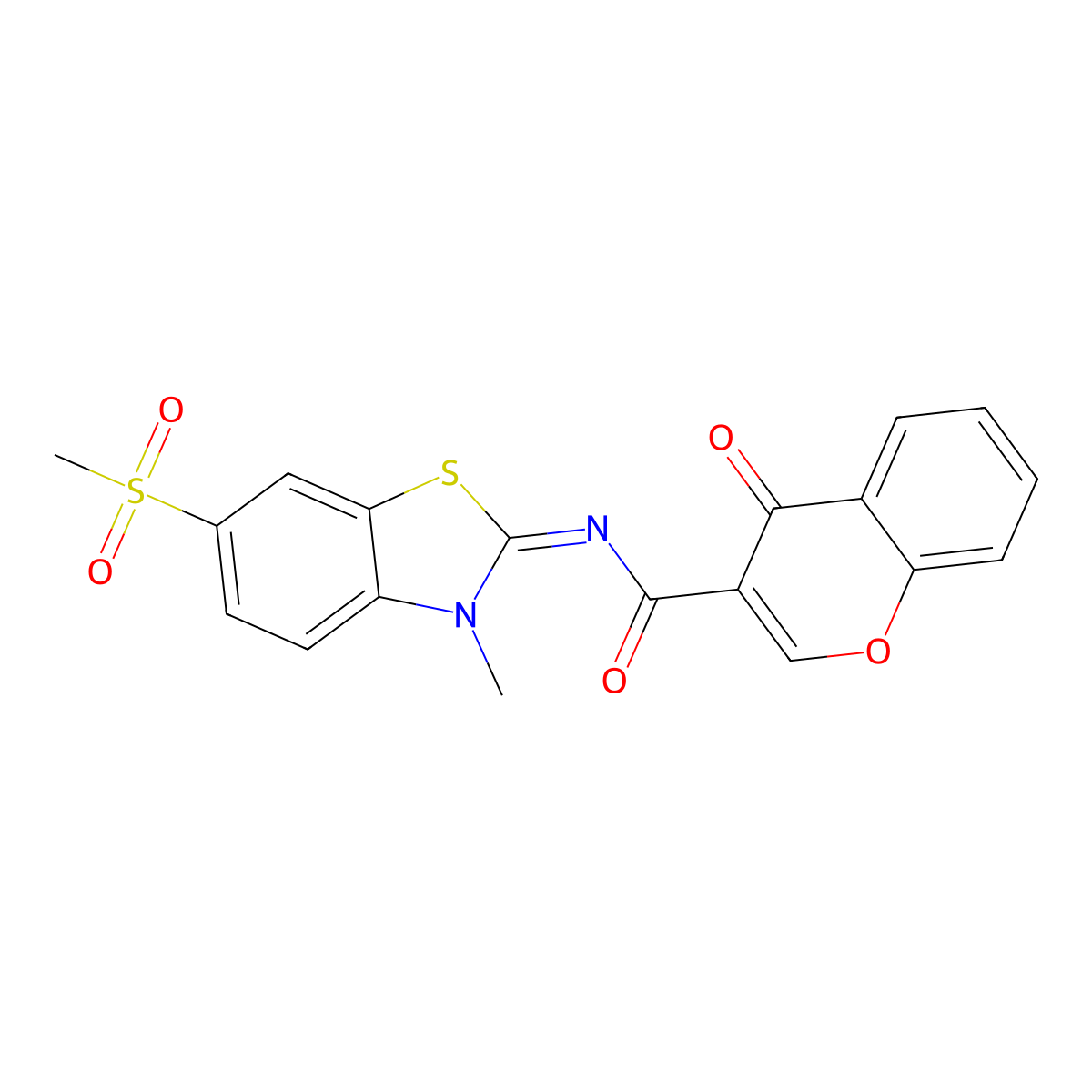(Z)-N-(3-methyl-6-(methylsulfonyl)benzo[d]thiazol-2(3H)-ylidene)-4-oxo-4H-chromene-3-carboxamide molecular structure, CAS 683247-54-3